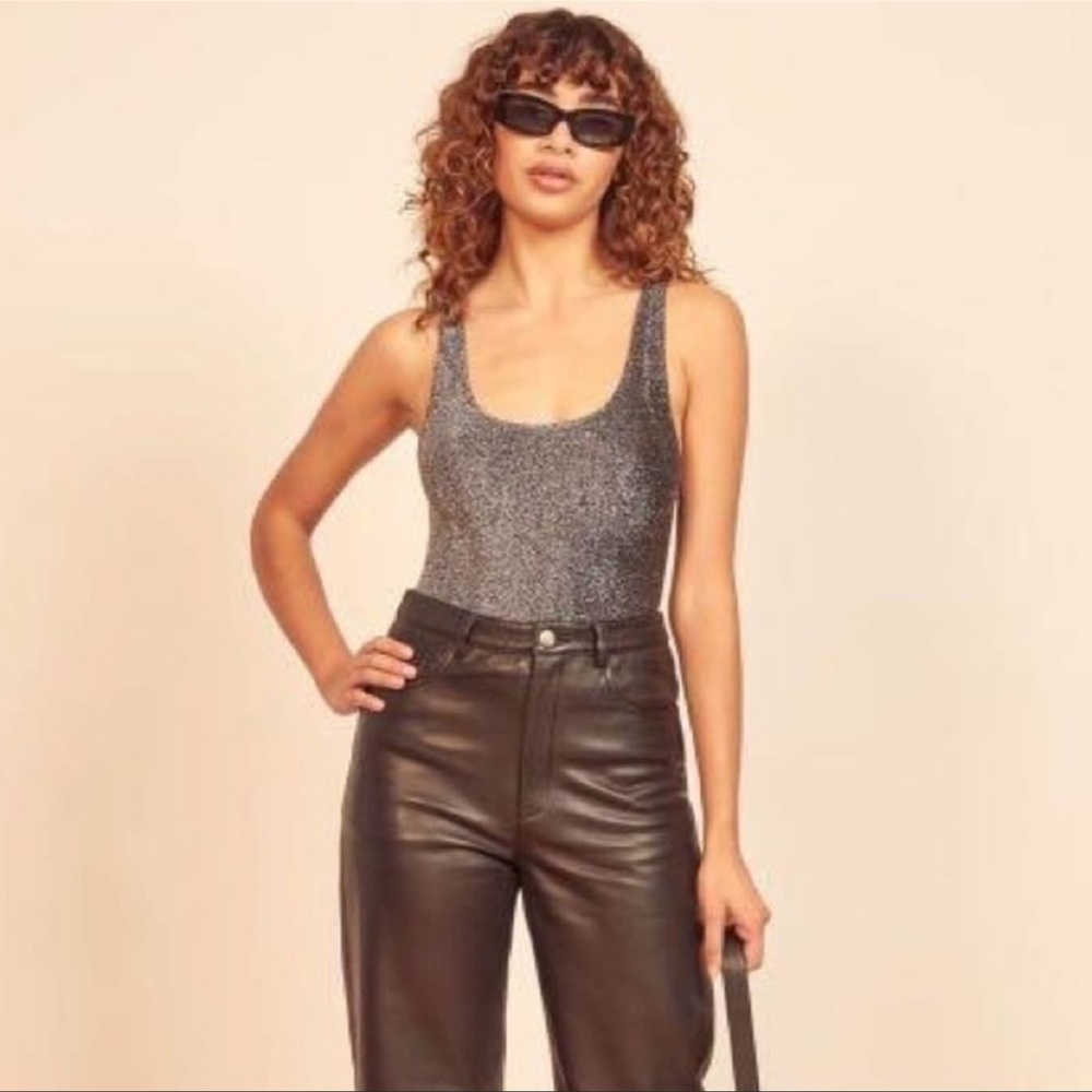 Reformation. NWOT! Saturn silver glitter bodysuit